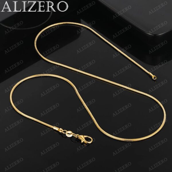 ALIZERO 18K Gold 2mm Snake Chain Necklaces 16/18/20/22/24/26/28/30 Inches Women Men Fashion Fine Jewelrys Gifts