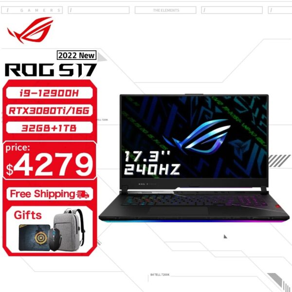 ASUS ROG Strix SCAR 15/17 Gaming Laptop Intel Core i9 12900H 32G RAM 1T SSD RTX3080Ti 16GB 2.5K Screen 165Hz 16Inch Computer