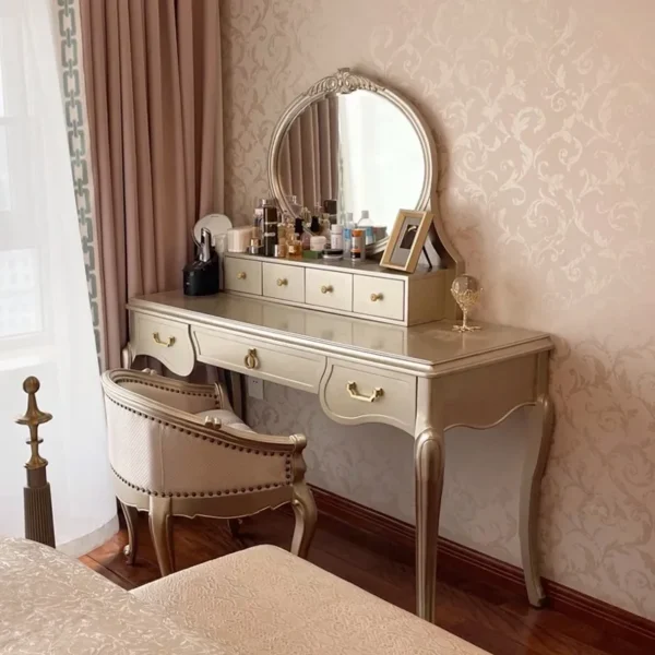 American Luxury Modern Vanity Table Mirror Chair Drawer Women Princess Dressers Jewelry Organizer Coiffeuse De Chambre Furniture