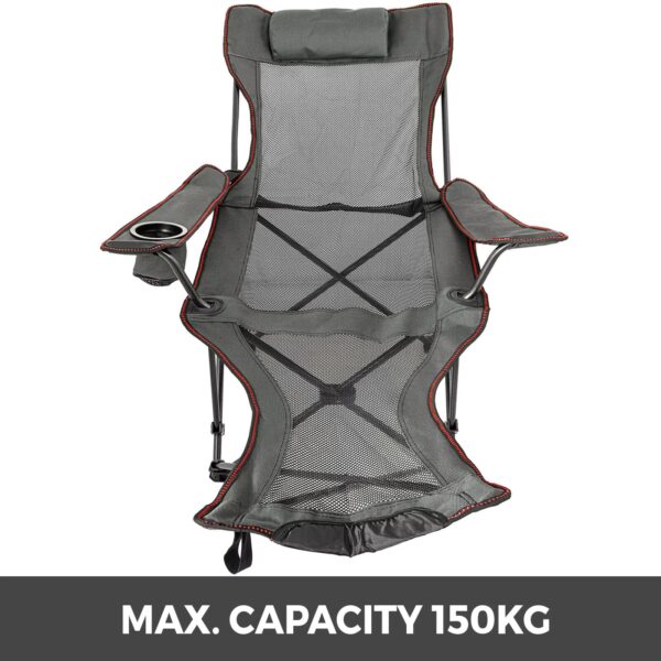 VEVOR Outdoor Folding Camp Chair Backrest With Footrest Portable Bed Nap Chair For Camping Fishing Foldable Beach Lounge Chair - Image 3