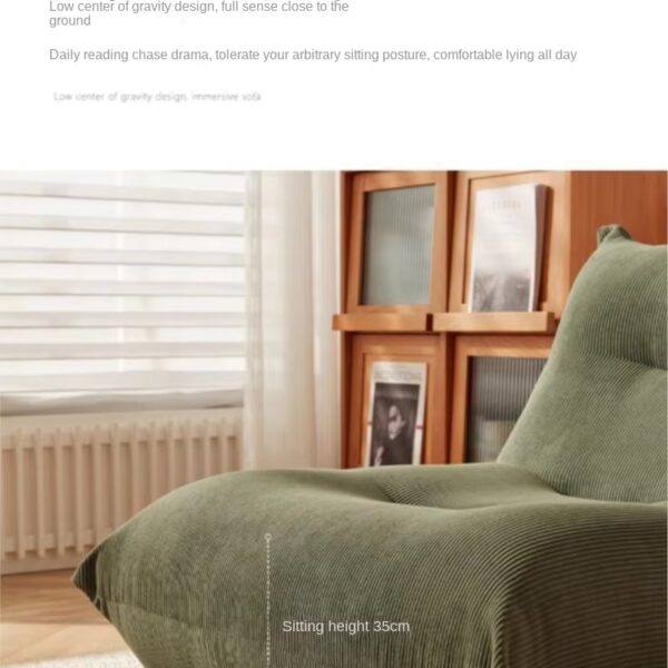 X&D Corduroy Material High Resilience Lazy Sofa Lie Sleep Small Room Balcony Leisure Lounge Chair Bedroom Single Relaxation Sofa - Image 4