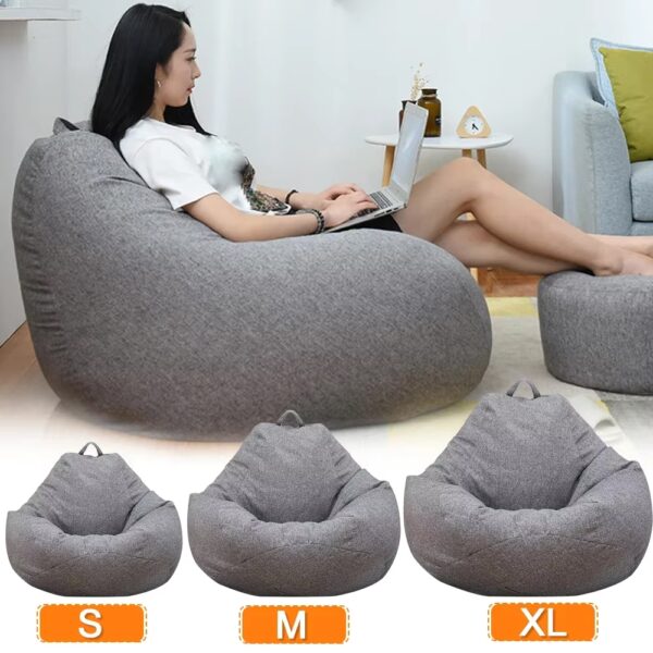 Large Small Lazy Sofas Cover Chairs Without Filler Linen Cloth Lounger Seat Bean Bag Pouf Puff Couch Tatami Living Room - Image 2