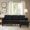 Convertible Sectional Sofa Couch, L-Shaped Couch with Modern Linen Fabric for Small Space (Black), sofas