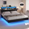 DIAC Storage Headboard and Lights Queen Size Visual Floating LED Bed Frame with Type-C &