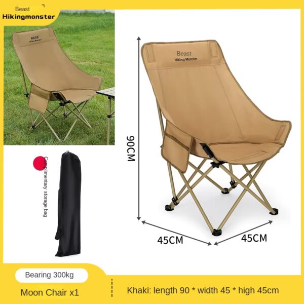 DZ Folding Outdoor High Backrest Large Load Moon Chair Camping Barbecue Outdoor Fishing Portable Foldable Loose Leisure Chairs - Image 4