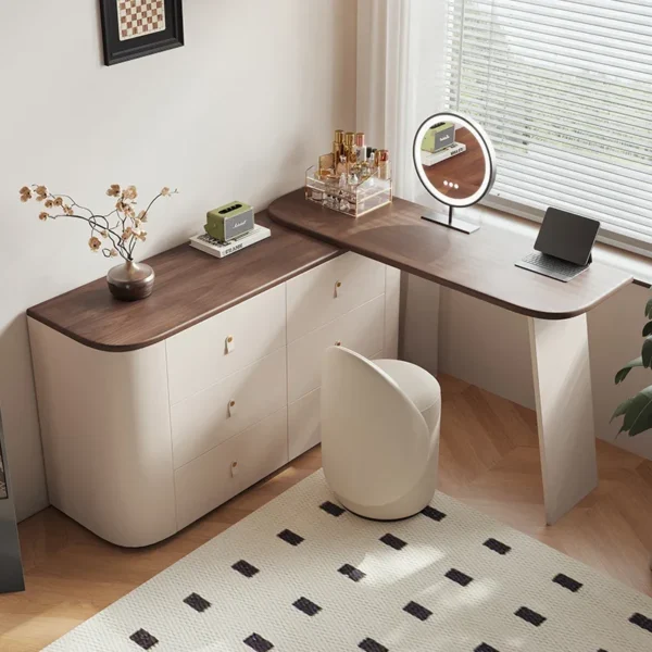 Design Vanity Dressing Table Mirror Nordic Storage Drawer Dresser Wood Chair Multifonctional Comoda Pra Quarto Bedroom Furniture - Image 3