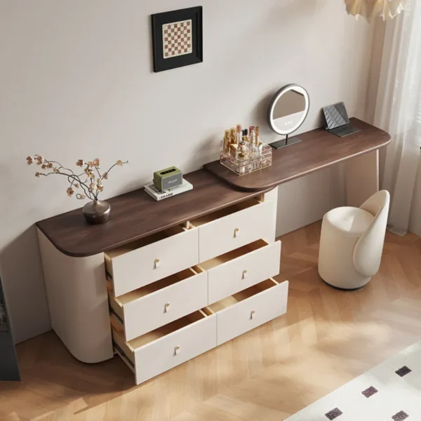 Design Vanity Dressing Table Mirror Nordic Storage Drawer Dresser Wood Chair Multifonctional Comoda Pra Quarto Bedroom Furniture - Image 4