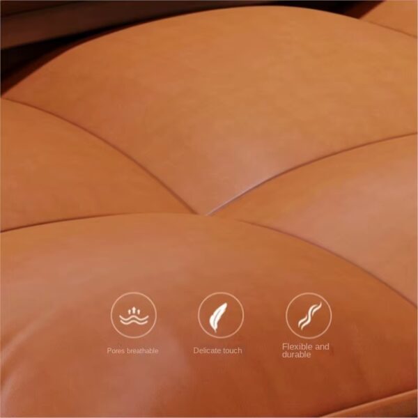 XD Tofu Block Cat Claw Leather Bedroom Lazy Sofa Can Lie Or Sleep Living Room Dual Use Sofa Bed Milk Oil Style Small House Sofa - Image 4