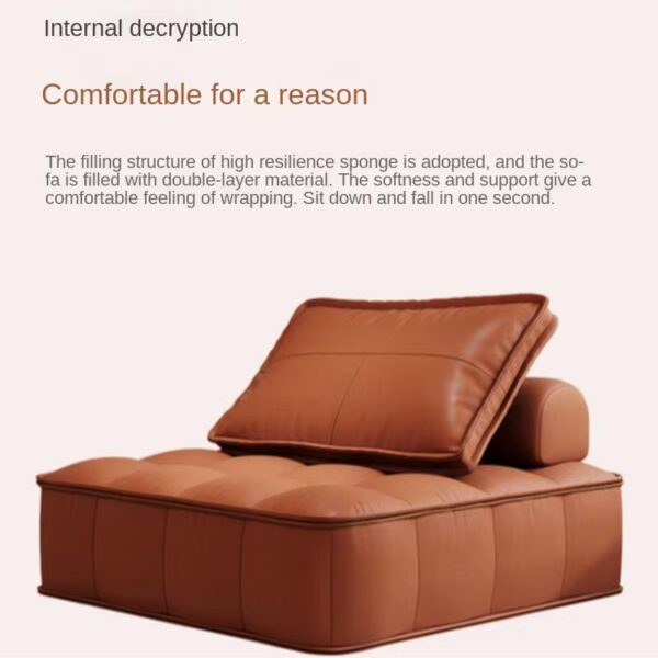 XD Tofu Block Cat Claw Leather Bedroom Lazy Sofa Can Lie Or Sleep Living Room Dual Use Sofa Bed Milk Oil Style Small House Sofa - Image 3