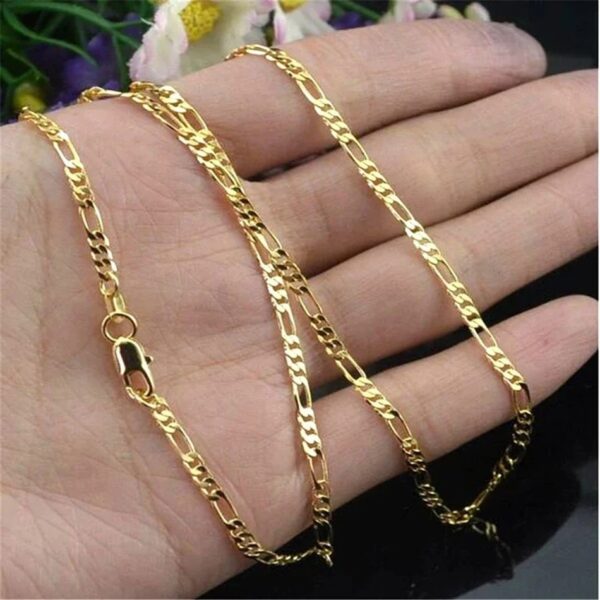 Exquisite Fashion 18K Gold Filled Necklace For Women Men Size 16-30 Inch Jewelry 4mm Figaro Chain Necklaces Wholesale - Image 4