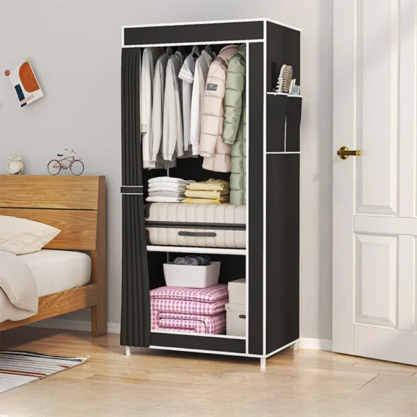 Fabric Wardrobes Easy To Assemble Simple Storage Cabinet Bedroom Dustproof Storage Wardrobe Multi-Layer Foldable Clothing Hanger - Image 2