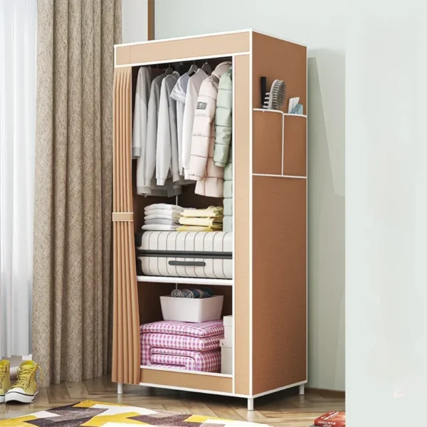 Fabric Wardrobes Easy To Assemble Simple Storage Cabinet Bedroom Dustproof Storage Wardrobe Multi-Layer Foldable Clothing Hanger - Image 3