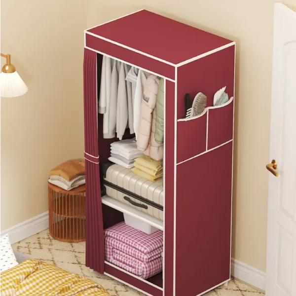 Fabric Wardrobes Easy To Assemble Simple Storage Cabinet Bedroom Dustproof Storage Wardrobe Multi-Layer Foldable Clothing Hanger - Image 4