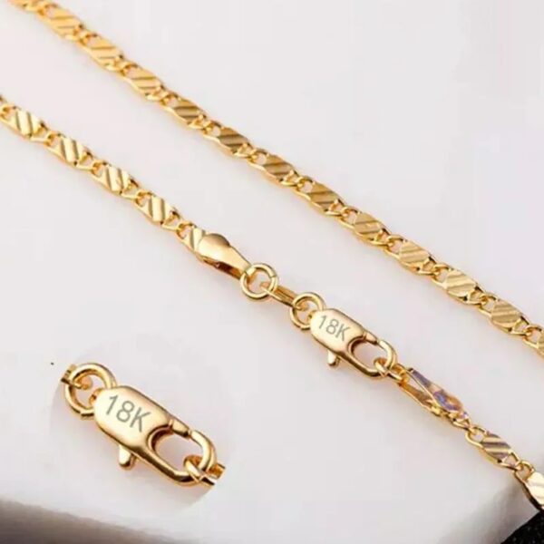 Fashion 18k Gold Necklace 2MM 16/18/20/22/24/26/28/30 Inch Side Chain Necklace For Women Men Jewelry 925 Silver Necklace - Image 4