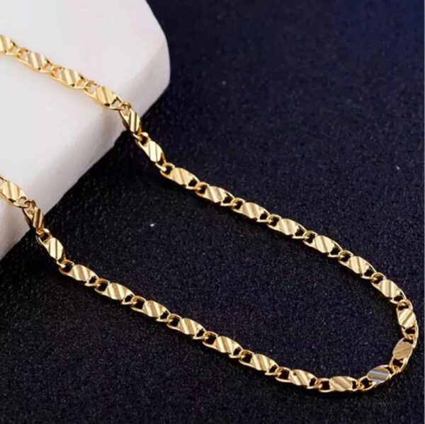 Fashion 18k Gold Necklace 2MM 16/18/20/22/24/26/28/30 Inch Side Chain Necklace For Women Men Jewelry 925 Silver Necklace - Image 2