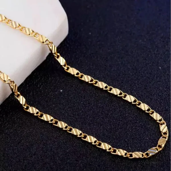 Fashion 18k Gold Necklace 2MM 16/18/20/22/24/26/28/30 Inch Side Chain Necklace For Women Men Jewelry 925 Silver Necklace - Image 3