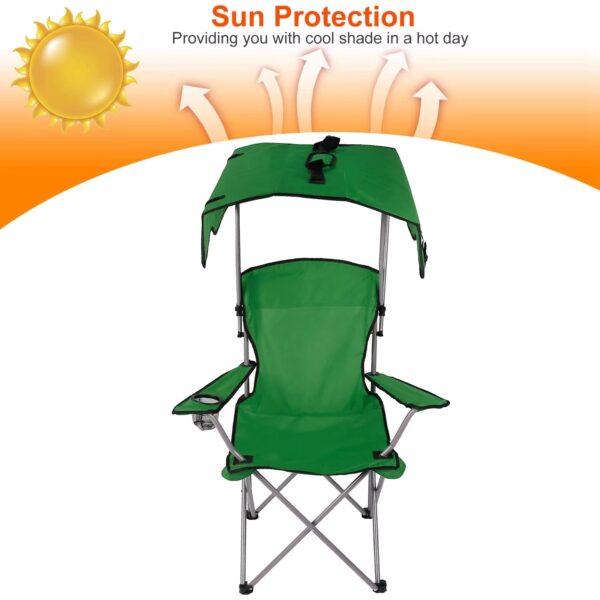 Foldable Beach Canopy Chair Sun Protection Camping Lawn Canopy Chair 330LBS Load Folding Seat - Image 3