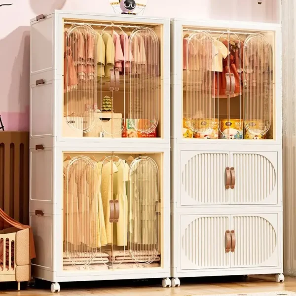 Free Installation Folding Wardrobe Large Capacity Baby Clothes Closet Cabinet Partition Organizer Bin Children'S Home Locker