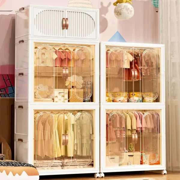 Free Installation Folding Wardrobe Large Capacity Baby Clothes Closet Cabinet Partition Organizer Bin Children'S Home Locker - Image 2