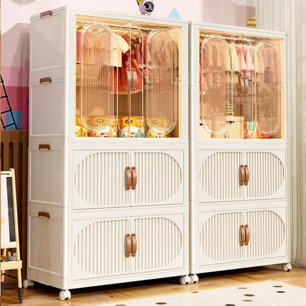 Free Installation Folding Wardrobe Large Capacity Baby Clothes Closet Cabinet Partition Organizer Bin Children'S Home Locker - Image 3