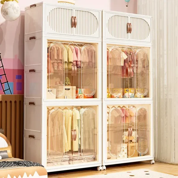 Free Installation Folding Wardrobe Large Capacity Baby Clothes Closet Cabinet Partition Organizer Bin Children'S Home Locker - Image 4