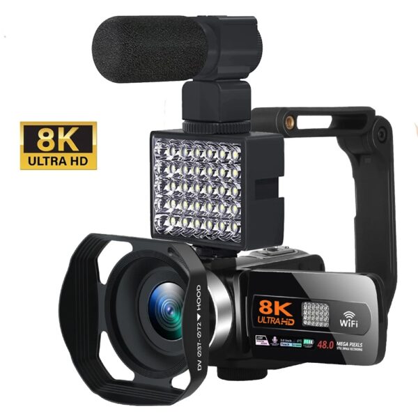 Full HD 8k Professional Video Camera 48MP WiFi Camcorder Digital 16X Zoom Streaming Auto Focus Cam - Image 2
