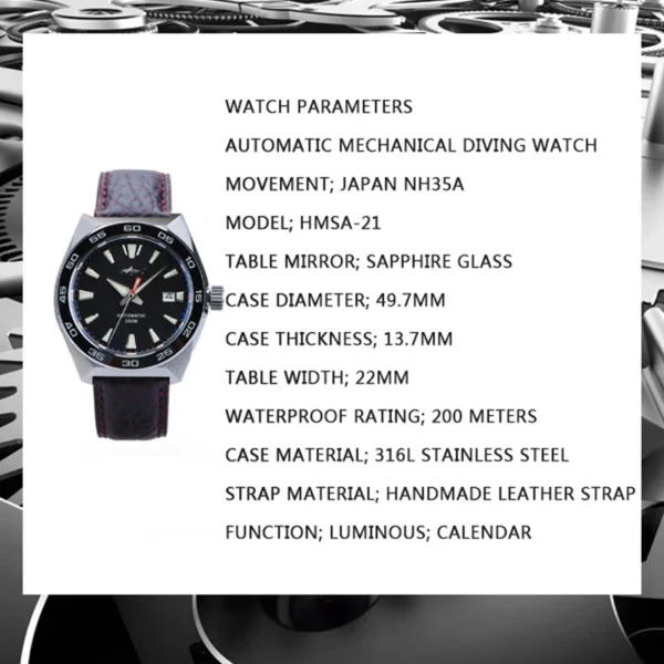 HEIMDALLR Monster Men's Diving Watch 200M Waterproof Sports C3 Luminous Watch NH35 Automatic Movement Mechanical Watch Sapphire - Image 3