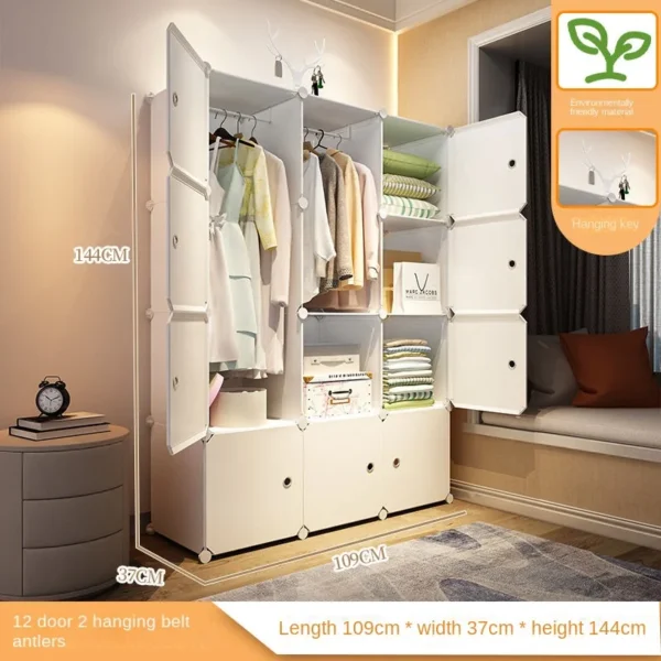 Home Bedroom Furniture Simple Wardrobe Clothes Cabinets Dressers Cube Storage Locker Baby Closet Plastic Collapsible Dustproof - Image 2