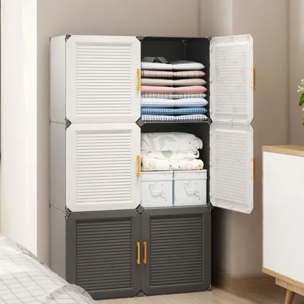 Household Baedroom Wardrobe Furniture Collapsible Assemble Locker Multifunctional Storage Cabinets Dustproof Plastics Cupboard - Image 2