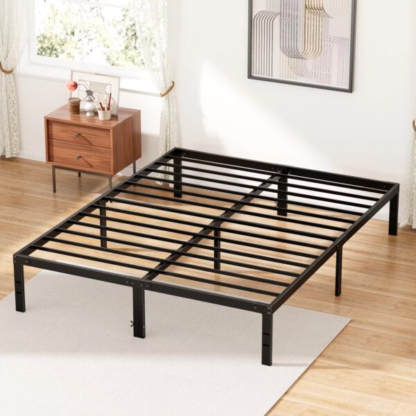 JHK Basic Twin Full Queen King Size Bed Frame Metal Platform Bedroom Frames with Storage Space Sturdy Steel Slat Support 350LBS - Image 2