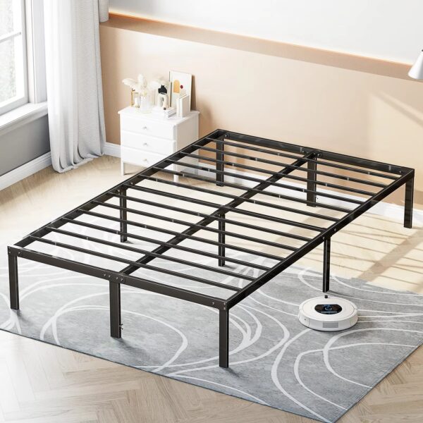 JHK Basic Twin Full Queen King Size Bed Frame Metal Platform Bedroom Frames with Storage Space Sturdy Steel Slat Support 350LBS - Image 4