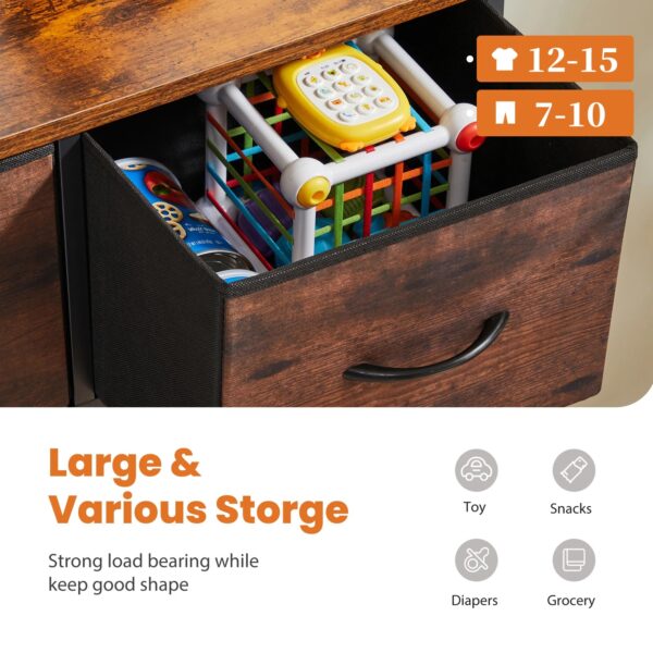 JHK Dresser For Bedroom With 9 Fabric Storage Drawer Wardrobe Tall Chest Organizer Closet Adult Kids Clothes Cabinet Furniture - Image 3