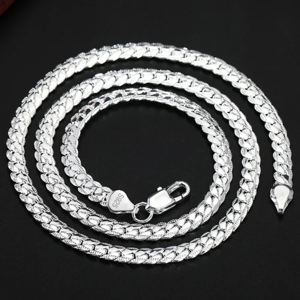 KCRLP Luxury 925 Sterling Silver 5MM 18K Gold Sideways Chain Necklace for Woman Men Boy Fashion Wedding Engagement Jewelry Gifts - Image 2