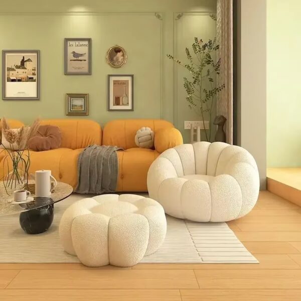 Lazy Sofa Pumpkin Nordic Style Single Sofa Chair Not Rotate Soft and Comfortable Small Living Room Balcony Bedroom Sofa Chair - Image 3