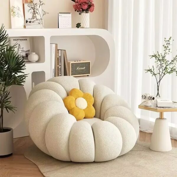 Lazy Sofa Pumpkin Nordic Style Single Sofa Chair Not Rotate Soft and Comfortable Small Living Room Balcony Bedroom Sofa Chair - Image 4