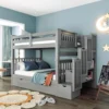 Loft Bed, Full Over Full Bunk Bed with Stairs and 6 Storage Drawers, Wooden Bunk Bed with Storage Drawers, for Kids Teens Adults