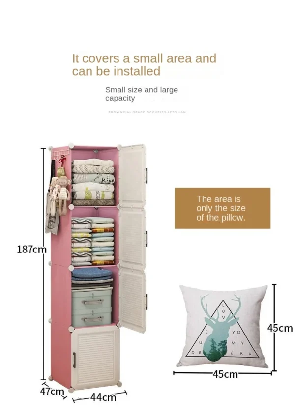 Modern Household Bedroom Furniture Folding Clothes Cabinets Multilayer Storage Locker Plastic Collapsible Dustproof Wardrobe - Image 4