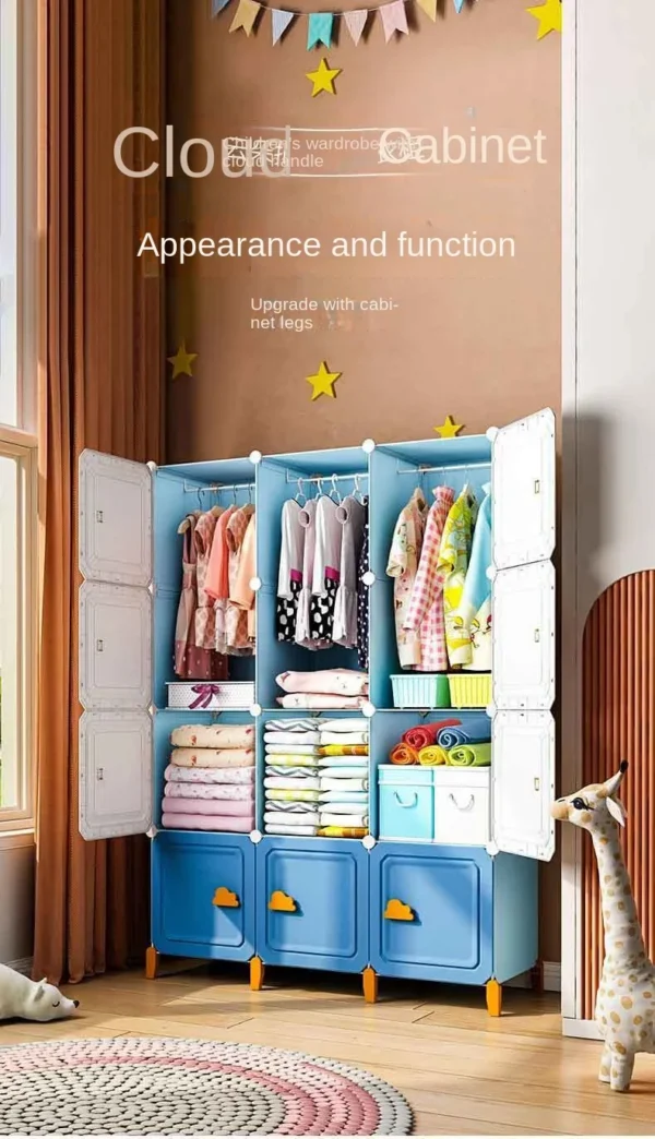 Modern Household Wardrobe Bedroom Furniture Organizer Rack Multilayer Plastics Storage Cabinets Of Collapsible Children Locker - Image 3