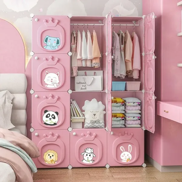 Modern Simplicity Children Bedroom Furniture Folding Wardrobe Cabinets Storage Locker Plastic Collapsible Box Clothes Closet - Image 3