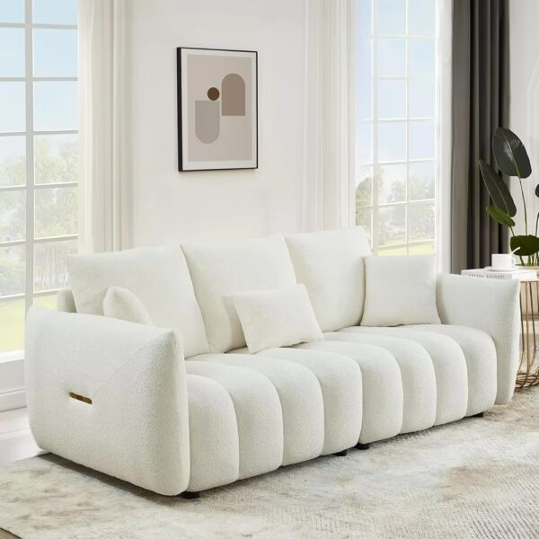 82" Modern Sofa Couch, Comfy Deep Seat Teddy Cloud Sofa, Upholstered 3-Seater Boucle Couch, Oversized Loveseat Living Room Sofas - Image 3