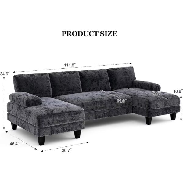 U Shaped Sectional Couches for Living Room, 111 Inch Modular Sofa with Double Chaise, Large Lounge Couch for Apartment - Image 2