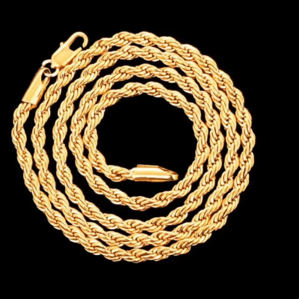 Noble 18-24Inch 45-60cm 18K Gold 4mm Round Rope Chain Necklace for Women Man Boy Wedding Party Charm Jewelry - Image 2