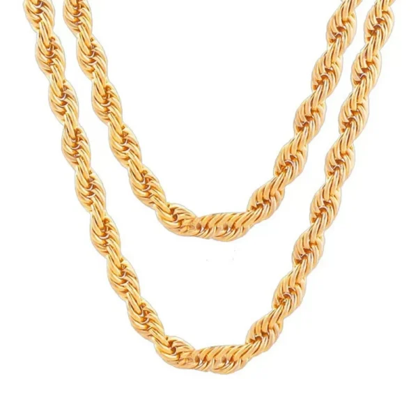 Noble 18-24Inch 45-60cm 18K Gold 4mm Round Rope Chain Necklace for Women Man Boy Wedding Party Charm Jewelry - Image 4