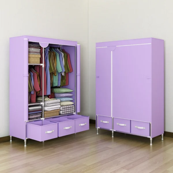 Non-Woven Fabrics Wardrobe Coffee Fabric Closet Portable Folding Dust-proof Waterproof Storage Cabinet Bedroom Home Furniture - Image 3