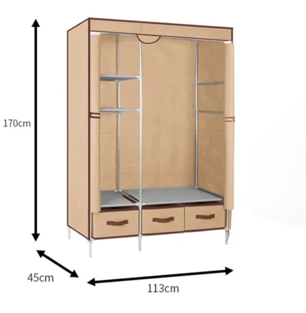 Non-Woven Fabrics Wardrobe Coffee Fabric Closet Portable Folding Dust-proof Waterproof Storage Cabinet Bedroom Home Furniture - Image 4