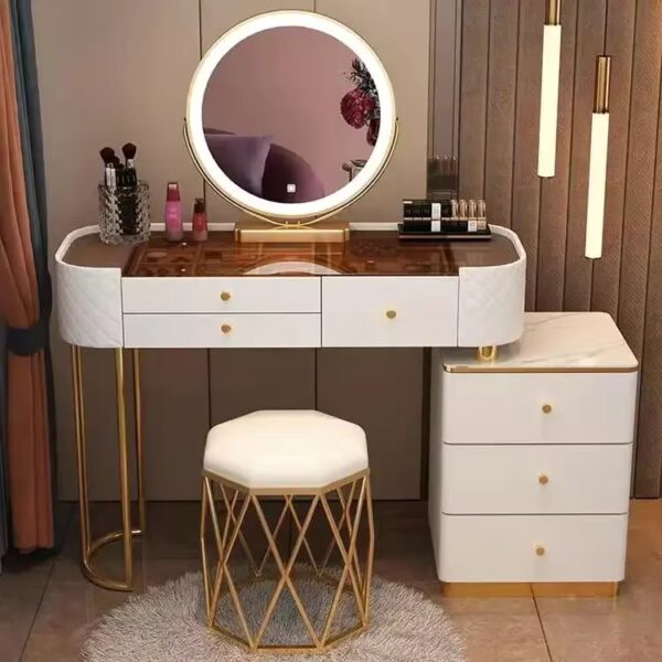 Nordic Makeup Vanity Table With Mirror Dressing Table Dressers For Bedroom Dresser Light Luxury Vanity Desk Bedroom Furniture - Image 3