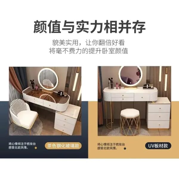 Nordic Makeup Vanity Table With Mirror Dressing Table Dressers For Bedroom Dresser Light Luxury Vanity Desk Bedroom Furniture - Image 4