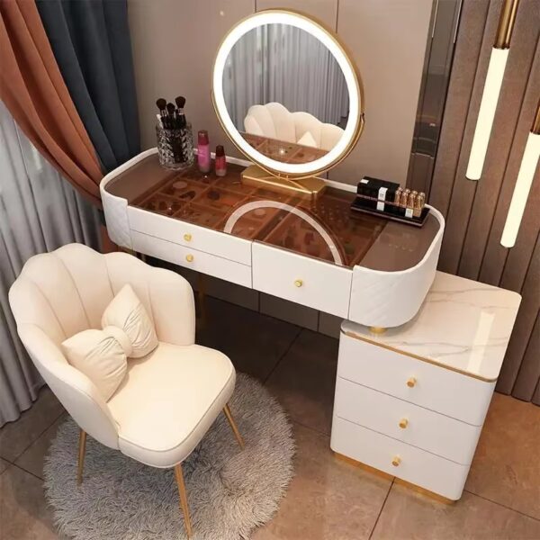 Nordic Makeup Vanity Table With Mirror Dressing Table Dressers For Bedroom Dresser Light Luxury Vanity Desk Bedroom Furniture