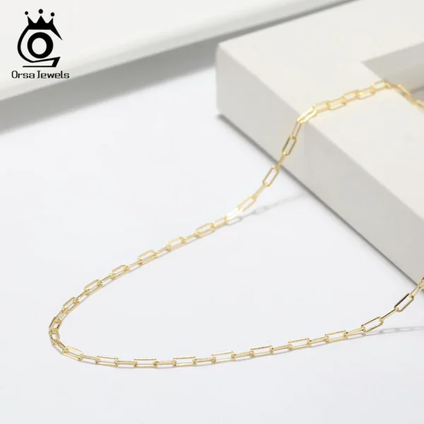 ORSA JEWELS 14K Gold 925 Sterling Silver 1.8mm Paperclip Neck Chain Fashion Link Chain Necklaces for Women Dainty Jewelry SC39 - Image 3