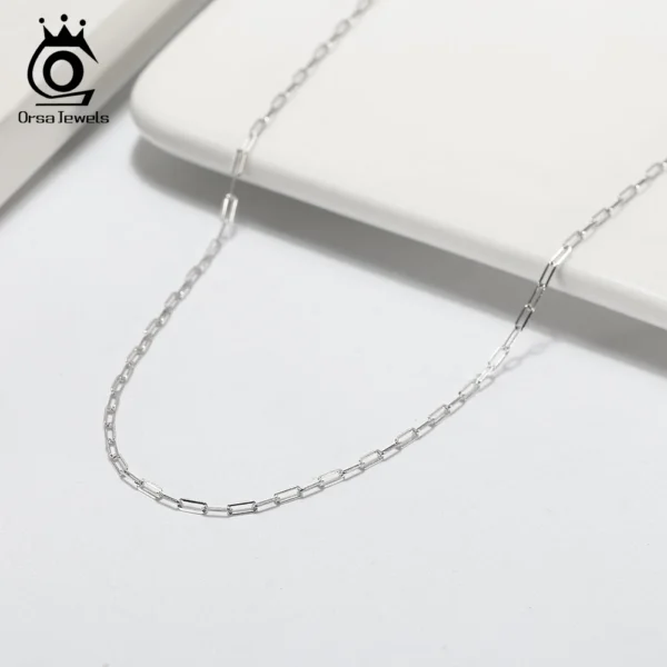 ORSA JEWELS 14K Gold 925 Sterling Silver 1.8mm Paperclip Neck Chain Fashion Link Chain Necklaces for Women Dainty Jewelry SC39 - Image 4